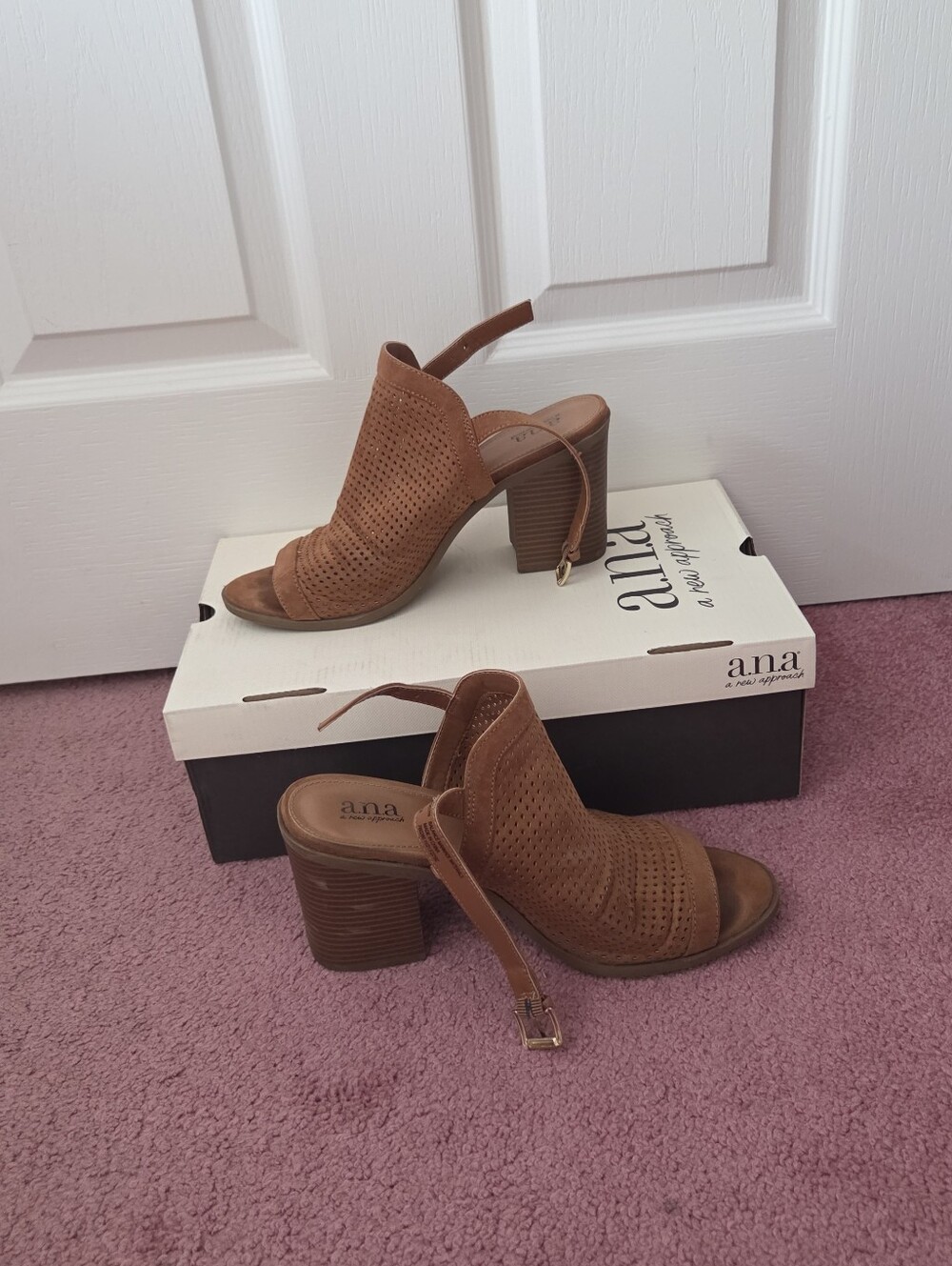 a.n.a. Suede Peep Toe Block Heel Sandals